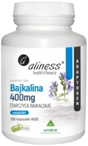 Aliness Bajkalina (Tarczyca bajkalska) Extract 85% 400 mg 100 kapsułek VEGE - Stawy Ścięgna i Antyoksydacja