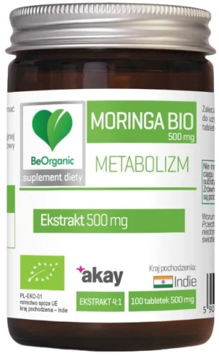 Moringa 100 tabletek, BeOrganic.webp