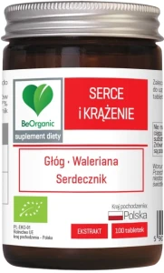 BeOrganic Serce i Krążenie BIO 500 mg 100 tabletek - Naczynia Krwionośne Układ Krążenia i Praca Serca