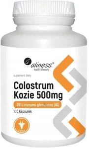 Aliness Colostrum Kozie 28% IG 500 mg 100 kapsułek - Odporność Zmniejszenie Zmęczenia