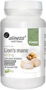 Aliness Lion’s Mane ekstrakt 40/20, 400mg 90 kapsułek VEGE - Koncentracja Pamięć i Układ Nerwowy