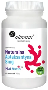 Aliness Naturalna Astaksantyna Nat Axtin 8 mg 60 kapsułek - Skóra Ochrona przed Słońcem