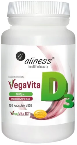 Naturalna witamina D3 VEGAN z ALG 2000 UI 120 VEGE kaps Aliness.webp
