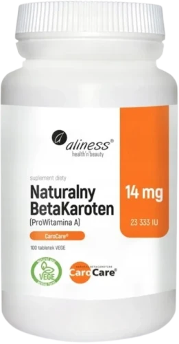Naturalny BetaKaroten 14 mg (ProWitamina A) x 100 tab. vege, Aliness.webp