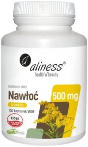 Aliness Nawłoć (Solidago virgaurea L.) ekstrakt 10:1 500mg 100 kapsułek VEGE - Nerki Układ Moczowy i Samopoczucie