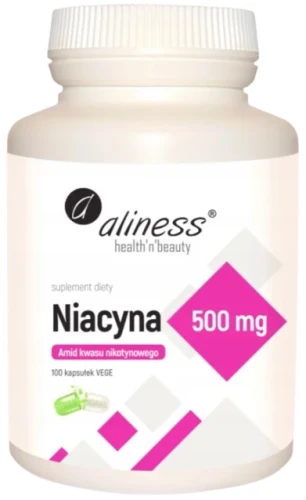 Niacyna, Amid kwasu nikotynowego 500 mg x 100 kaps VEGE, Aliness.webp