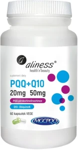Aliness PQQ 20 mg + koenzym Q10 50 mg 60 kapsułek VEGE - Antyoksydant Zdrowie Organizmu