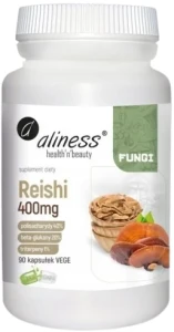 Aliness Reishi ekstrakt owocniki 40/20/1, 400mg 90 kapsułek VEGE - Odporność Serce i Krążenie