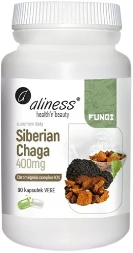 Siberian Chaga ekstrakt 40, 400mg x 90 Vege caps., Aliness.webp
