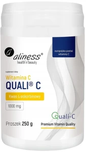 Aliness Witamina C Quali®-C (kwas L-askorbinowy) - Zdrowa Skóra Dziąsła i Kości - Proszek 250 g