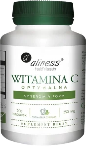Aliness Witamina C optymalna 250 mg 200 kapsułek VEGE - Układ Odpornościowy Naczynia Krwionośne