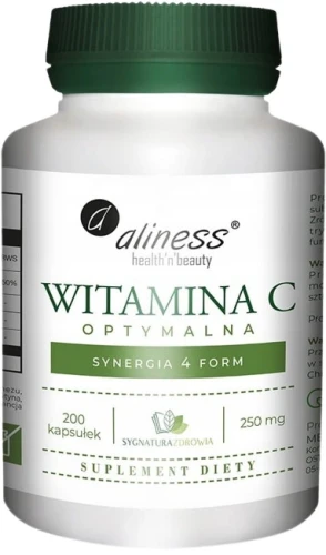 Witamina C optymalna 250 mg, 200 vege caps, Aliness.webp