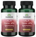 Zestaw 2x ALA Kwas Alfa Liponowy 600mg 60 kaps, Swanson