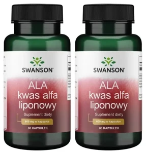 Zestaw 2x ALA Kwas Alfa Liponowy 600mg 60 kaps, Swanson