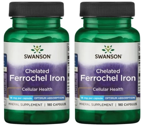 Zestaw 2x Chelated Ferrochel Iron - Chelat Żelaza Ferrochel 18mg 180kap, Swanson