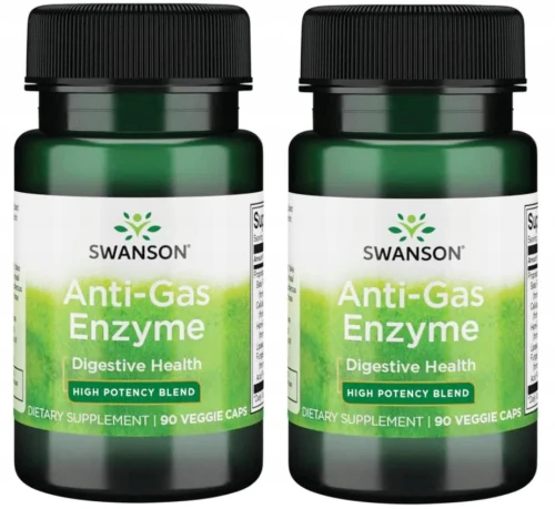 Zestaw 2x Anti-Gas Enzyme 90 kaps, Swanson