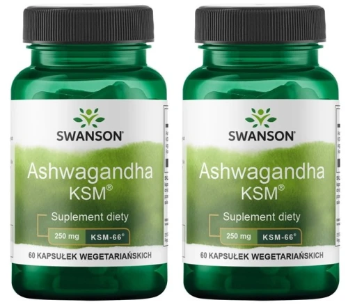 Zestaw 2x Ashwagandha KSM-66 250mg 60 kaps, Swanson