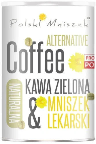 Kawa alternatywna z korzenia mniszka lekarskiego z dodatkiem kawy zielonej bezkofeinowej (arabica), Polski Mniszek.webp