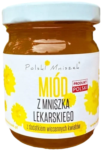 Miód z mniszka lekarskiego z dodatkiem wiosennych kwiatów 140g, Polski Mniszek.webp