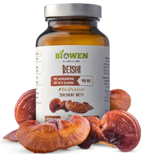 Reishi 400 mg - 40% polisacharydów, 30% beta-glukanów - kapsułki 90szt, Biowen.webp