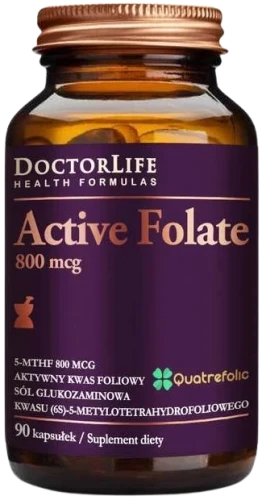 Active Folate 800mcg Folian 5-MTHF 90 kapsułek, Doctor Life.webp