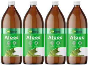 Zestaw 4x EkaMedica Aloes z Miąższem 1L - Glukoza Układ Pokarmowy Trawienie