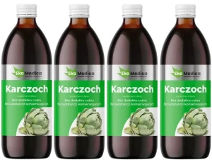 Zestaw 4x EkaMedica Karczoch 0,5L - Kontrola Wagi Wątroba Poziom Lipidów