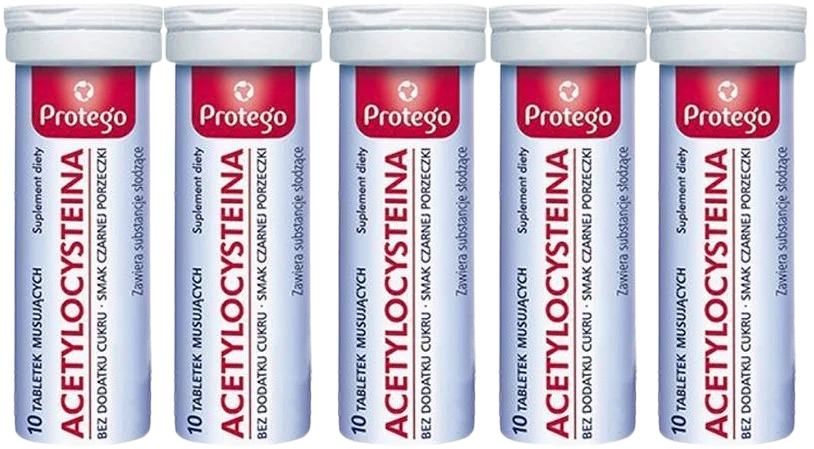 Ацетилцистеин Salvum Protego, 600 мг, вкус чёрная смородина, шипучие таблетки, 5 упаковок по 30 шт