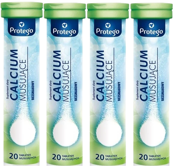 Кальций Salvum Protego Calcium 300 мг, шипучие таблетки, набор 4 x 20 шт