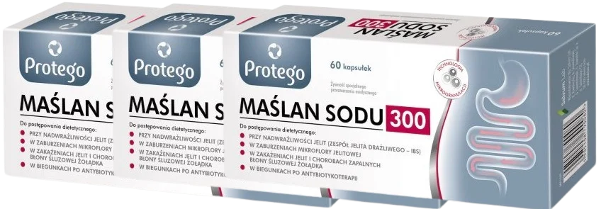 Бутират натрия Salvum Protego 300 мг, набор 3 x 30 капсул