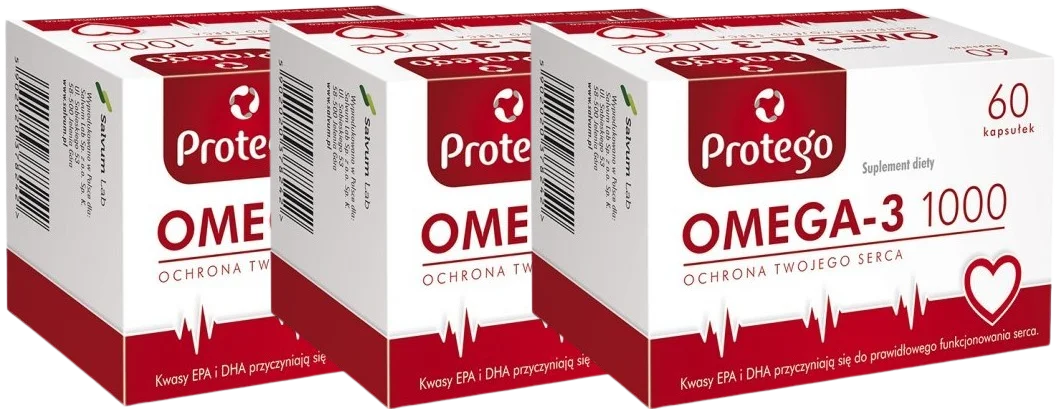 Омега-3 Salvum Protego Omega-3 1000, EPA и DHA, набор 3 x 60 капсул