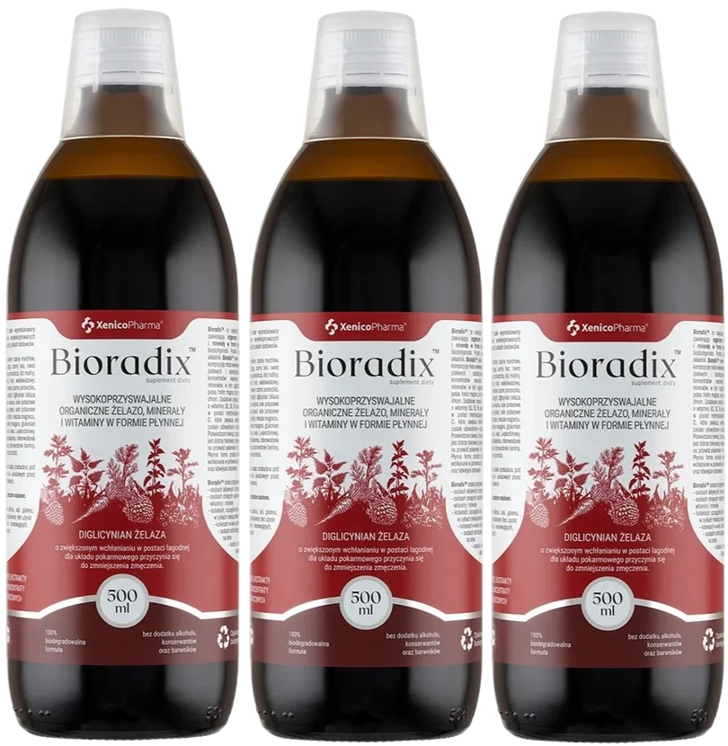 Железо Xenico Bioradix, жидкое, 20 мг, с витаминами группы B и C, 3 упаковки по 500 мл