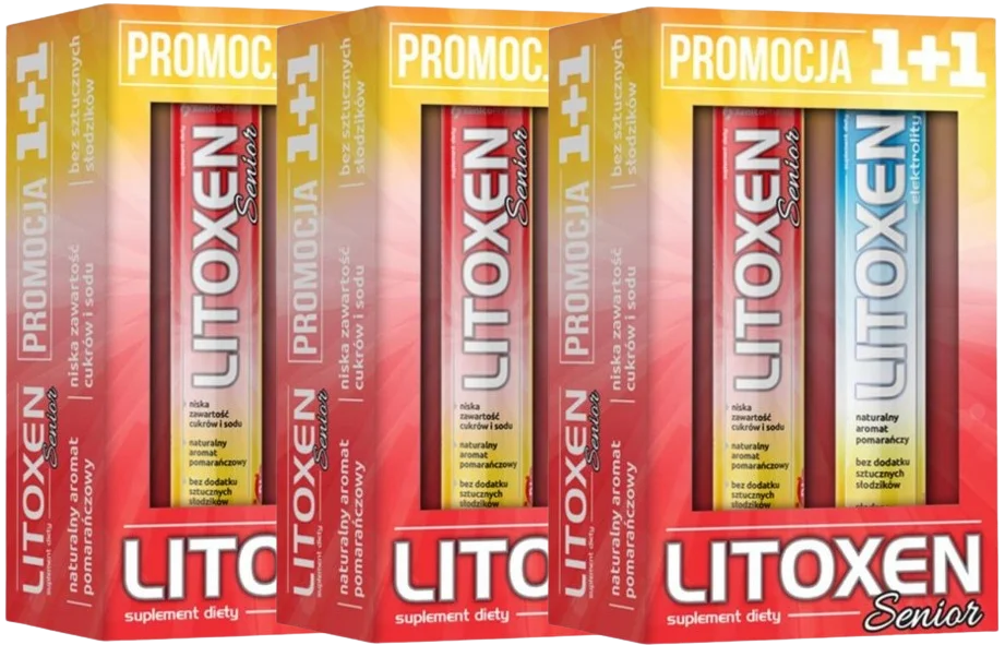 Электролиты Xenico Litoxen Senior, для пожилых, апельсин, шипучие таблетки, 3 упаковки по 20 таблеток