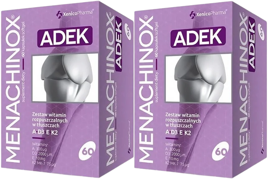 Витамины A, D3, E, K2 Xenico Menachinox ADEK, мягкие капсулы, 2 упаковки по 60 капсул