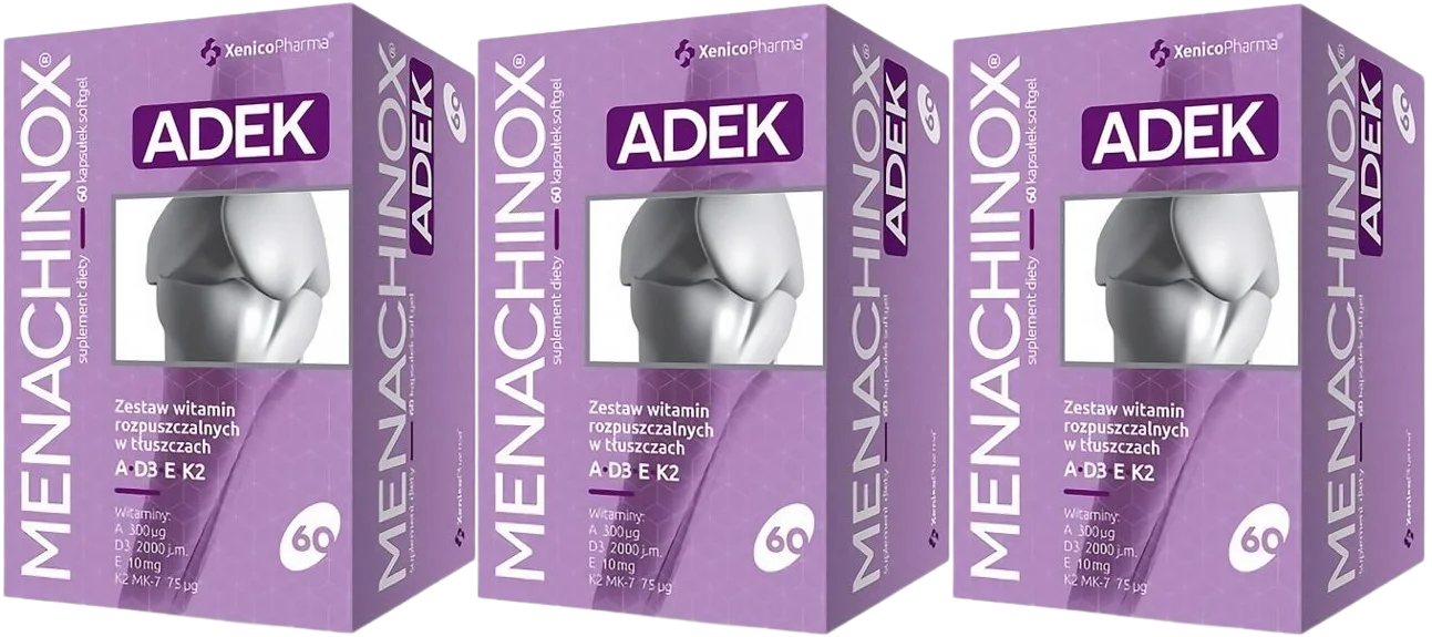 Витамины A, D3, E, K2 Xenico Menachinox ADEK, D3 2000 МЕ, мягкие капсулы, 3 упаковки по 60 капсул