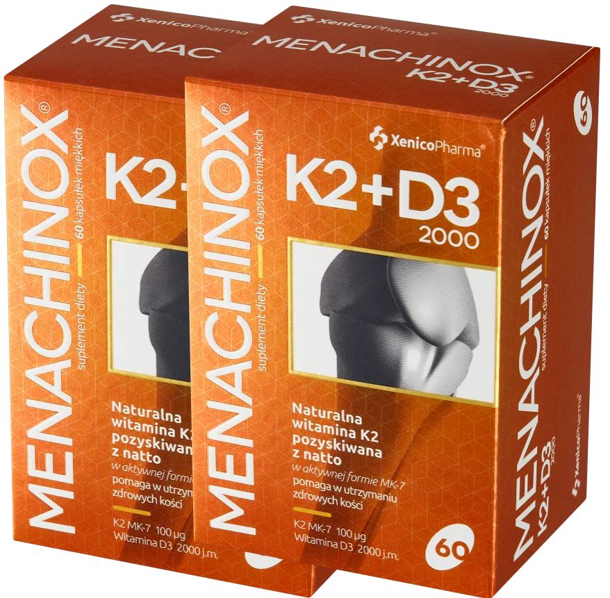 Витамин K2 и D3 Xenico Menachinox K2+D3 2000, K2 100 мкг, D3 2000 МЕ, 2 упаковки по 60 капсул