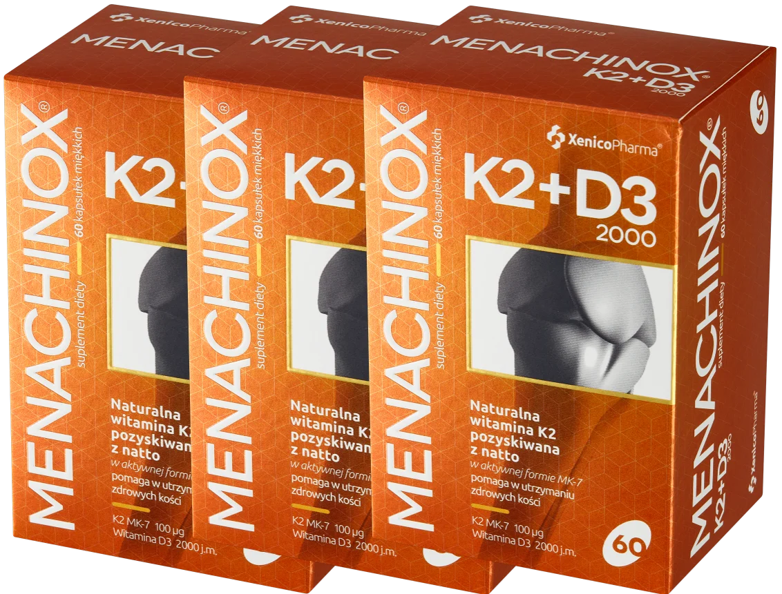 Витамины K2 и D3 Xenico Menachinox K2+D3 2000, D3 2000 МЕ, K2 100 мкг, мягкие капсулы, 3 упаковки по 60 капсул