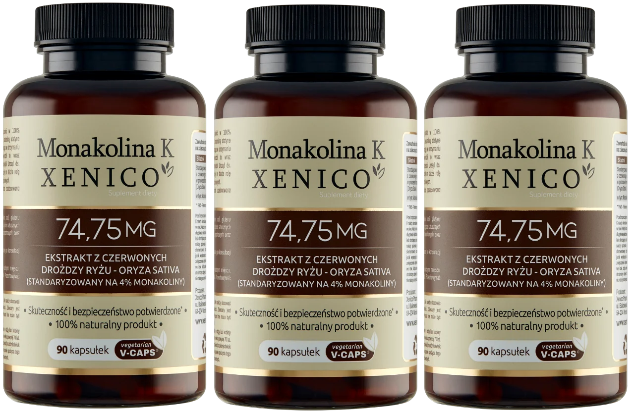 Красный дрожжевой рис Xenico, монаколин K 2,99 мг, для уровня холестерина, 3 упаковки по 90 капсул