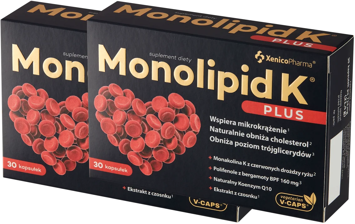 Монаколин K Xenico Monolipid K Plus, с бергамотом и коэнзимом Q10, 2 упаковки по 30 капсул