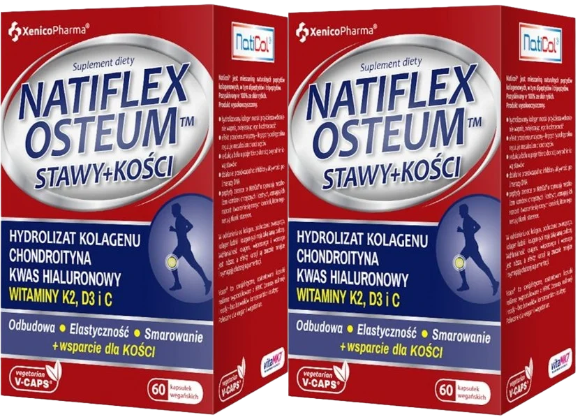 Коллаген Xenico Natiflex Osteum, с хондроитином и витаминами D3 и K2, 2 упаковки по 60 капсул