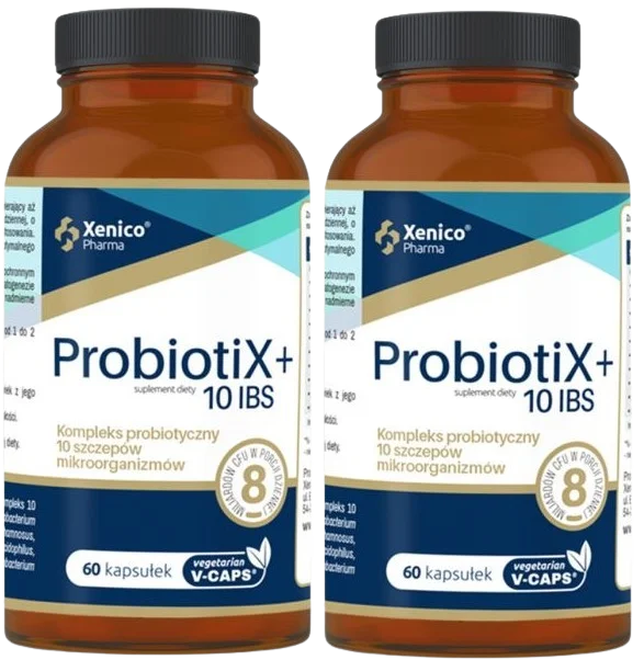 Пробиотик Xenico ProbiotiX+ 10 IBS, 10 штаммов, с инулином, 2 упаковки по 60 капсул