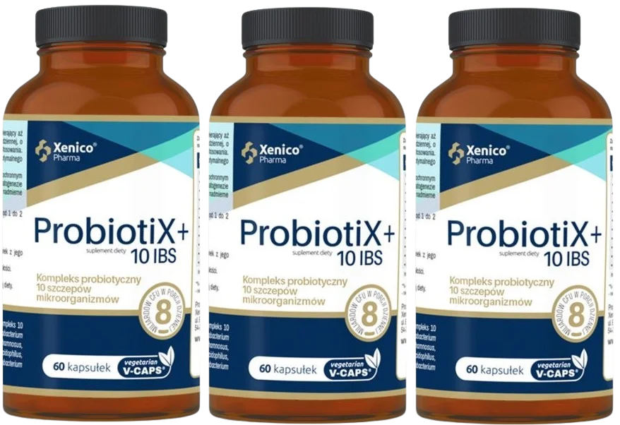 Пробиотик Xenico ProbiotiX+ 10 IBS, 10 штаммов, с инулином, 3 упаковки по 60 капсул