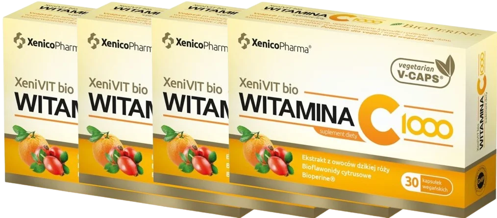 Витамин C Xenico XeniVIT Bio 1000 мг, для иммунитета, 4 упаковки по 30 капсул