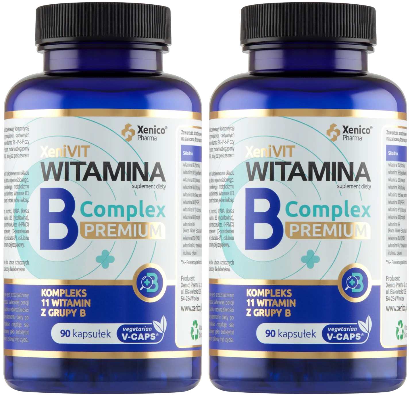 Витамины группы B Xenico XeniVIT B Complex Premium, с холином и инозитолом, 2 упаковки по 90 капсул
