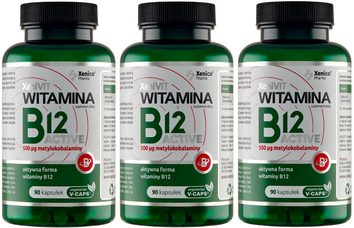 Витамин B12 Xenico XeniVIT B12 Active 500 мкг, метилкобаламин, 3 упаковки по 90 капсул