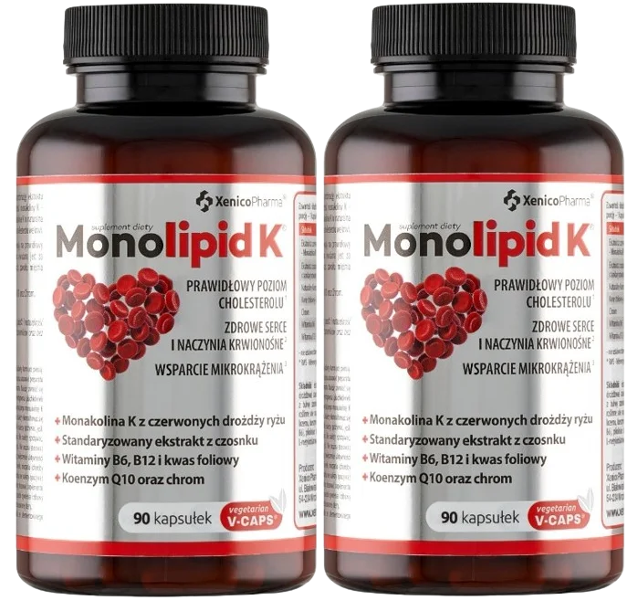 Монаколин K Xenico Monolipid K, с коэнзимом Q10 и хромом, 2 упаковки по 90 капсул