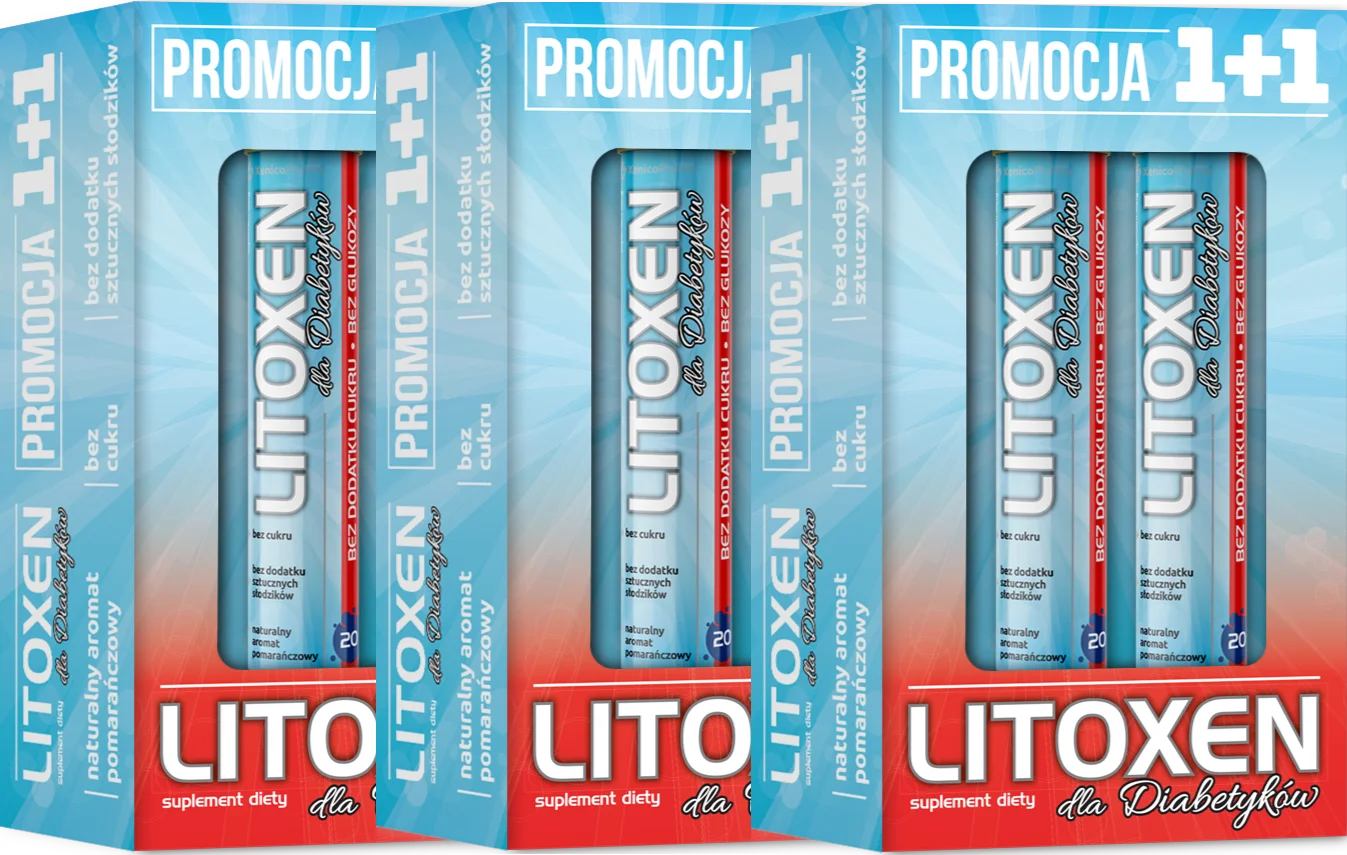 Электролиты Xenico Litoxen, для диабетиков, без глюкозы, апельсин, шипучие таблетки, 3 упаковки по 20 таблеток