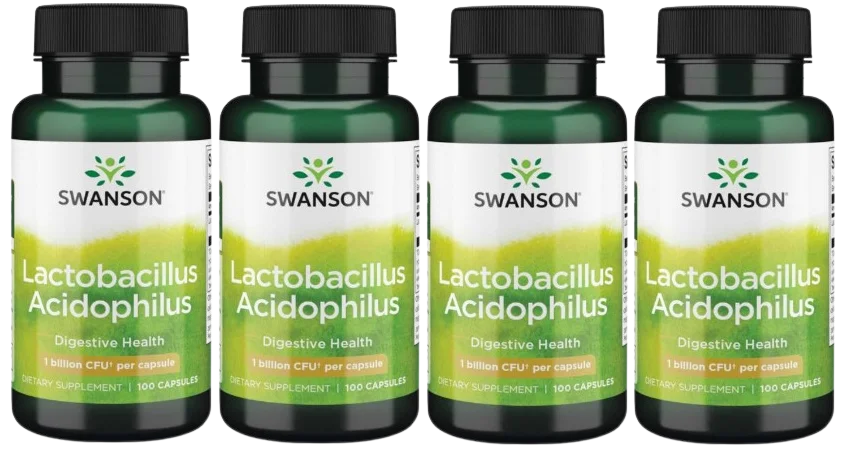 Пробиотик Swanson Lactobacillus Acidophilus, 4 упаковки по 100 капсул