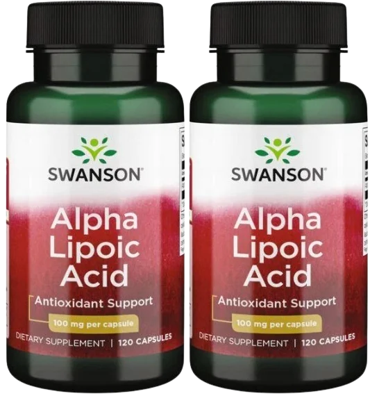 Альфа-липоевая кислота Swanson Alpha Lipoic Acid, 100 мг, 2 упаковки по 120 капсул