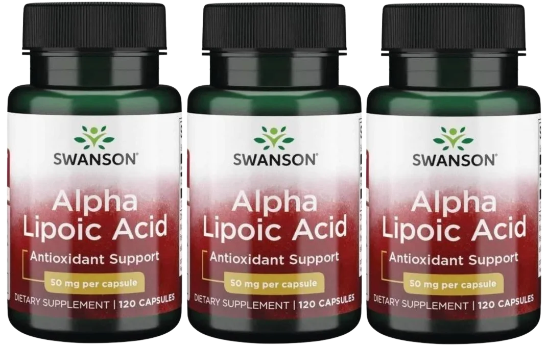 Альфа-липоевая кислота Swanson Alpha Lipoic Acid 50 мг, антиоксидант, 3 упаковки по 120 капсул